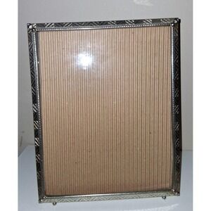 Vintage silve Tone Metal Picture Frame Ornate Etched Design Tabletop
